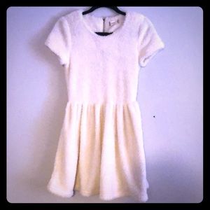 Fluffy white sweater dress